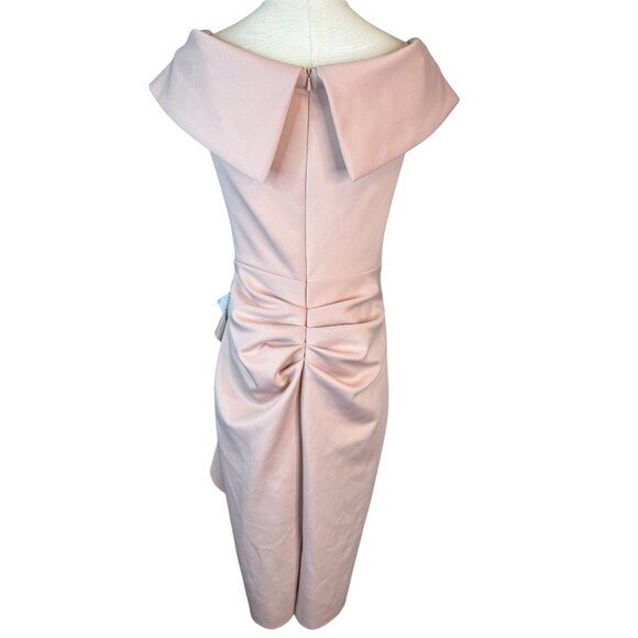 NWT Xscape Size 6 Blush Pink Sleeveless Draped Wrap Dress Bow Accent - Picture 12 of 16